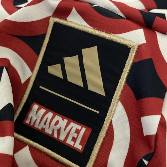 Adidas X Marvel Jersey Mens Large Captain America Prematch Soccer Avengers‎ - Picture 7 of 8